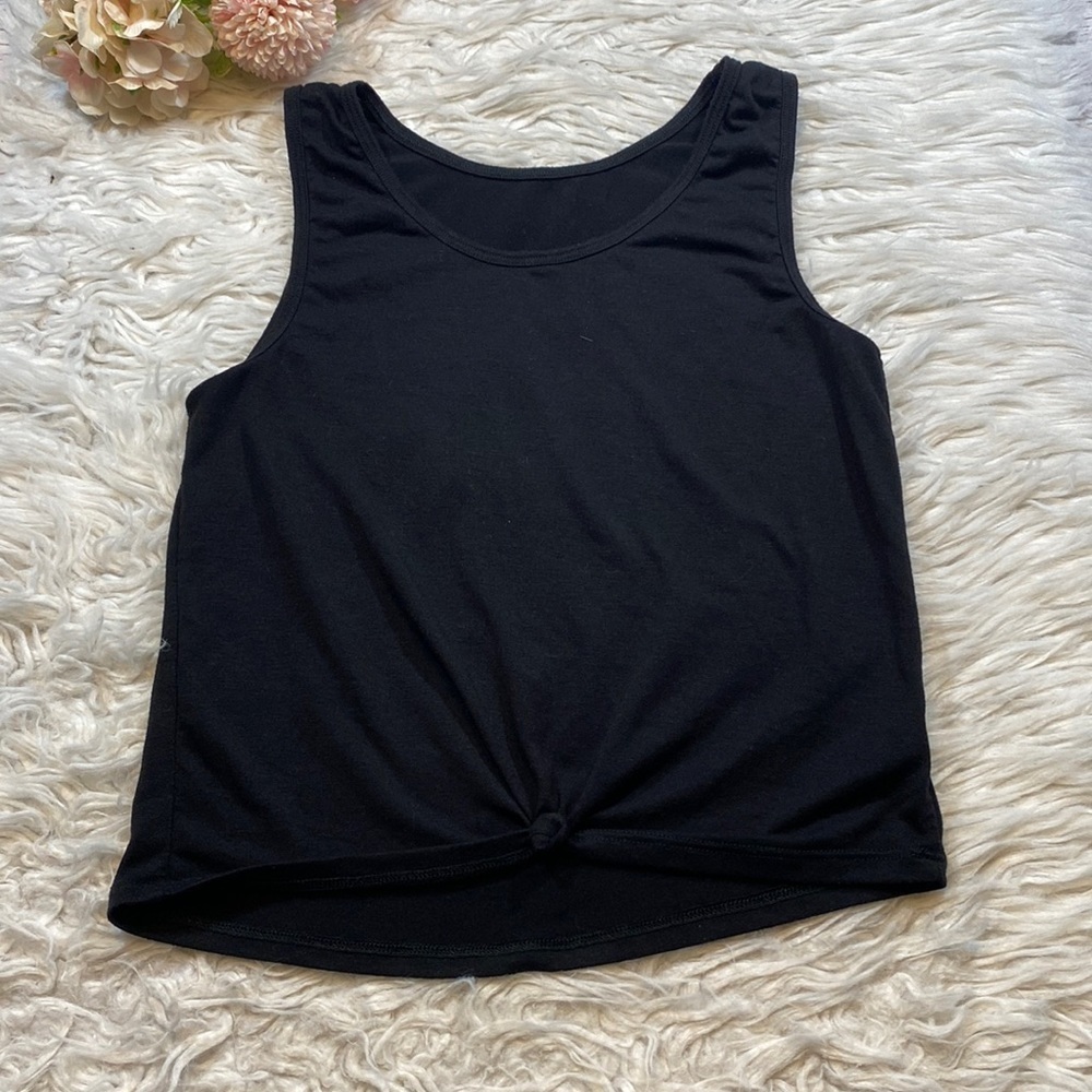Onzie One Size Fits All Black Tie Front Muscle Tank Top